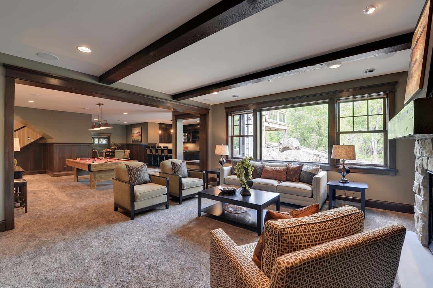 transitional style family room