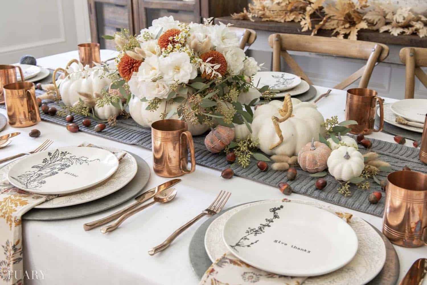 fall dining table with rustic elegance