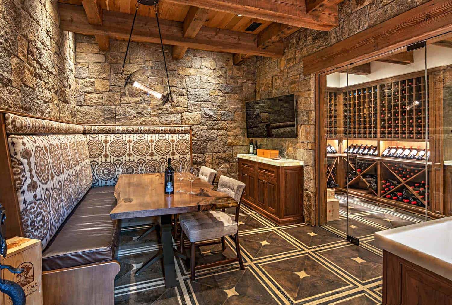 rustic basement wine cellar and tasting room