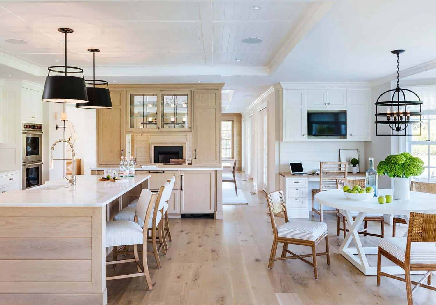 coastal style kitchen and dining room