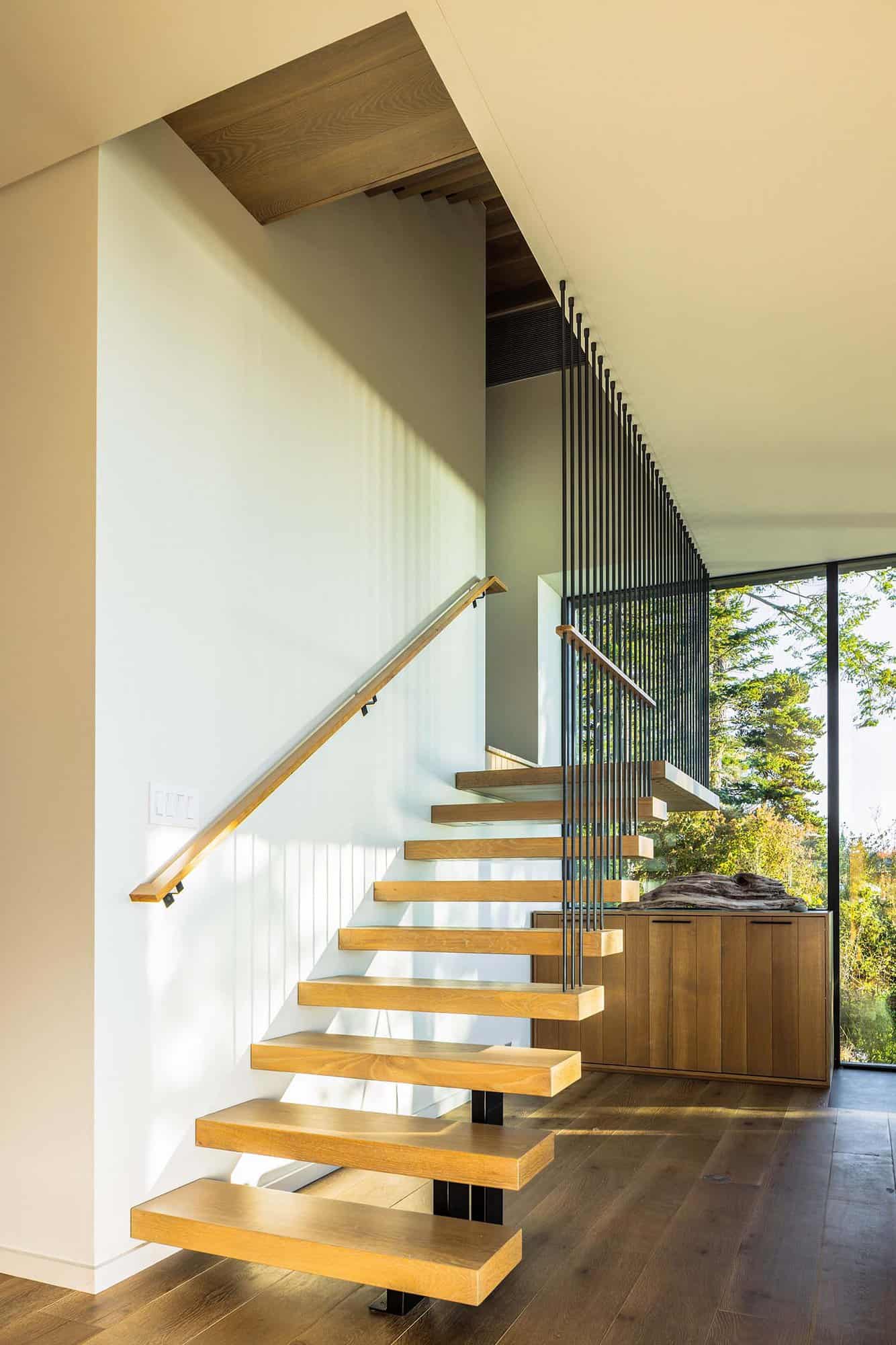 modern staircase with floating treads
