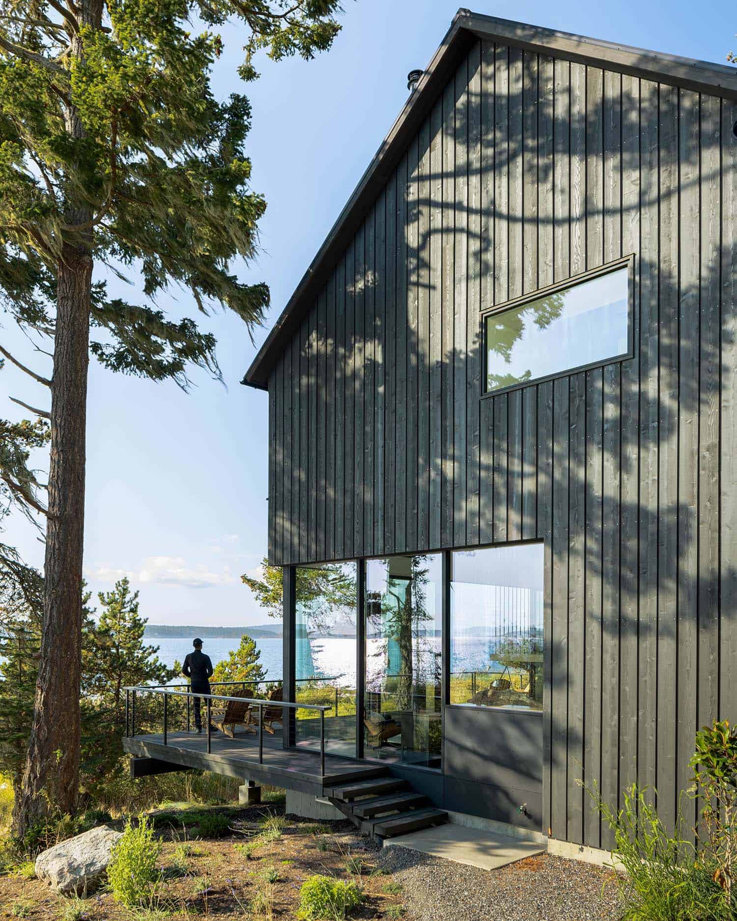 modern black cabin exterior