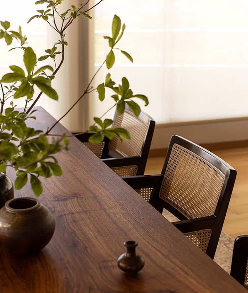 contemporary dining room table detail