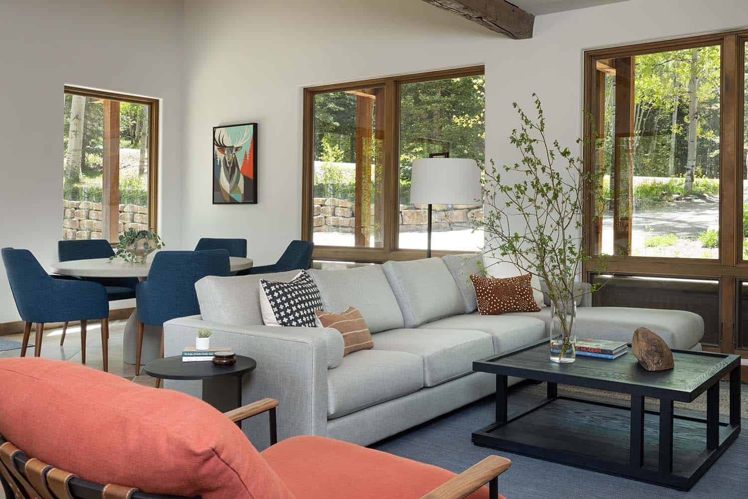 contemporary mountain home living room