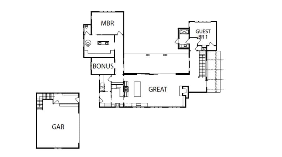 English modern style home floor plan lower level
