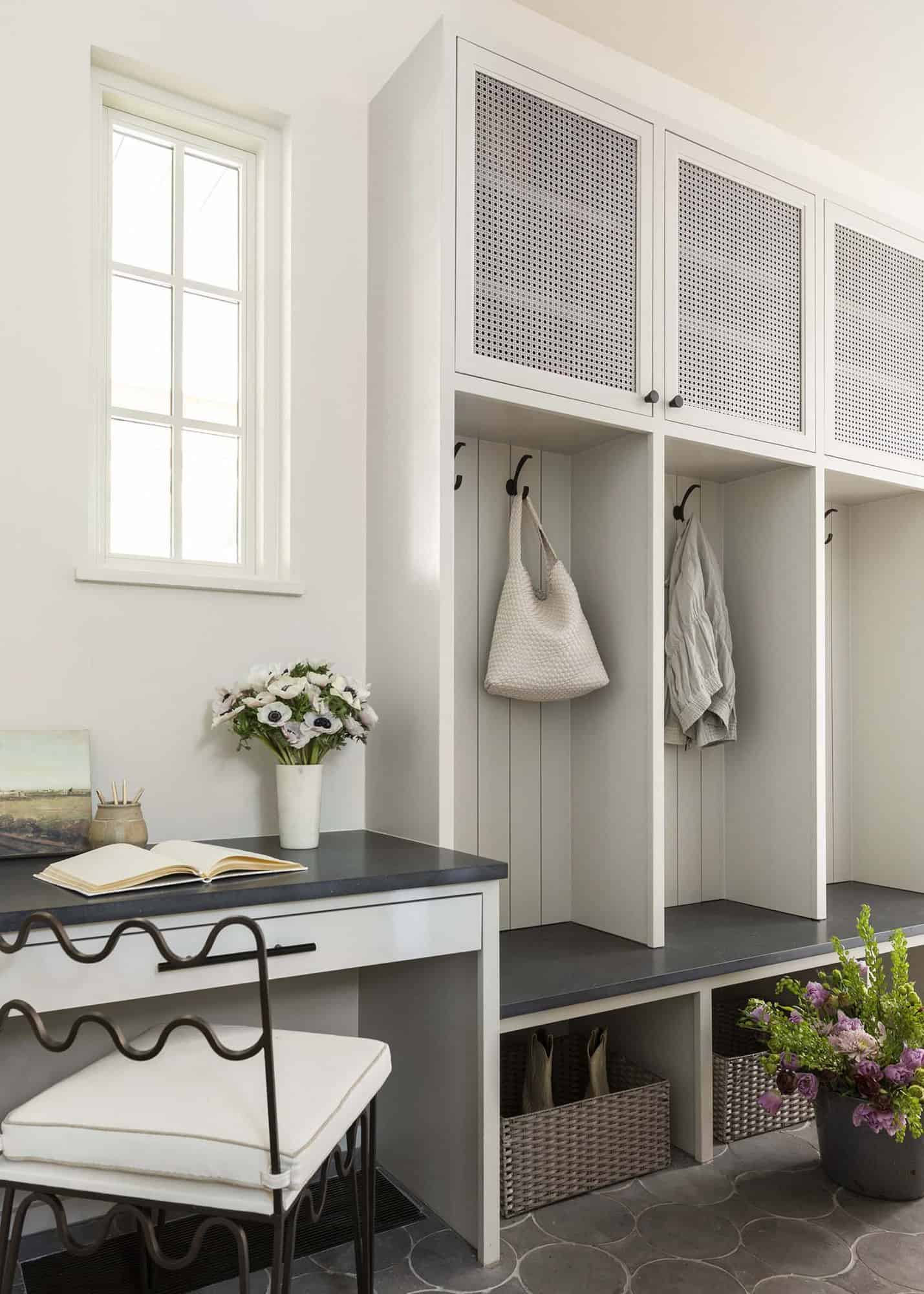 French provincial mudroom with a workstation