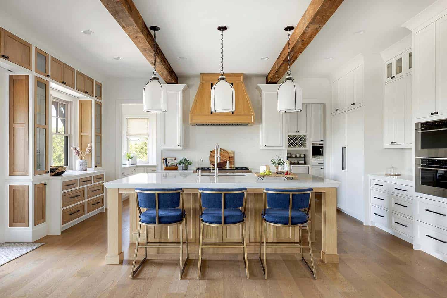 rustic kitchen with pendant lights