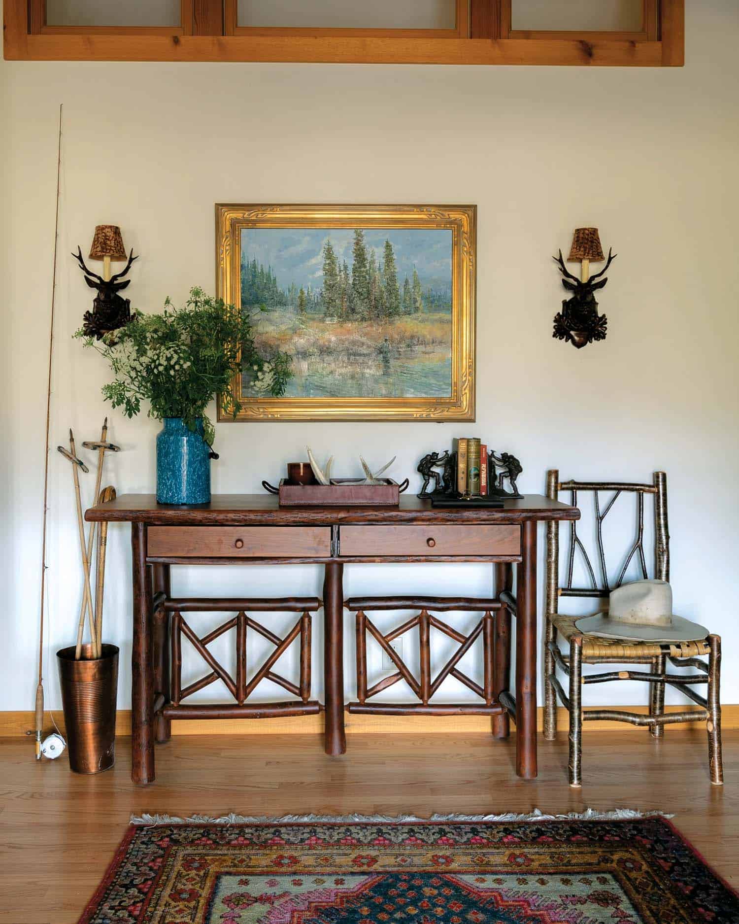 rustic cabin entry console table