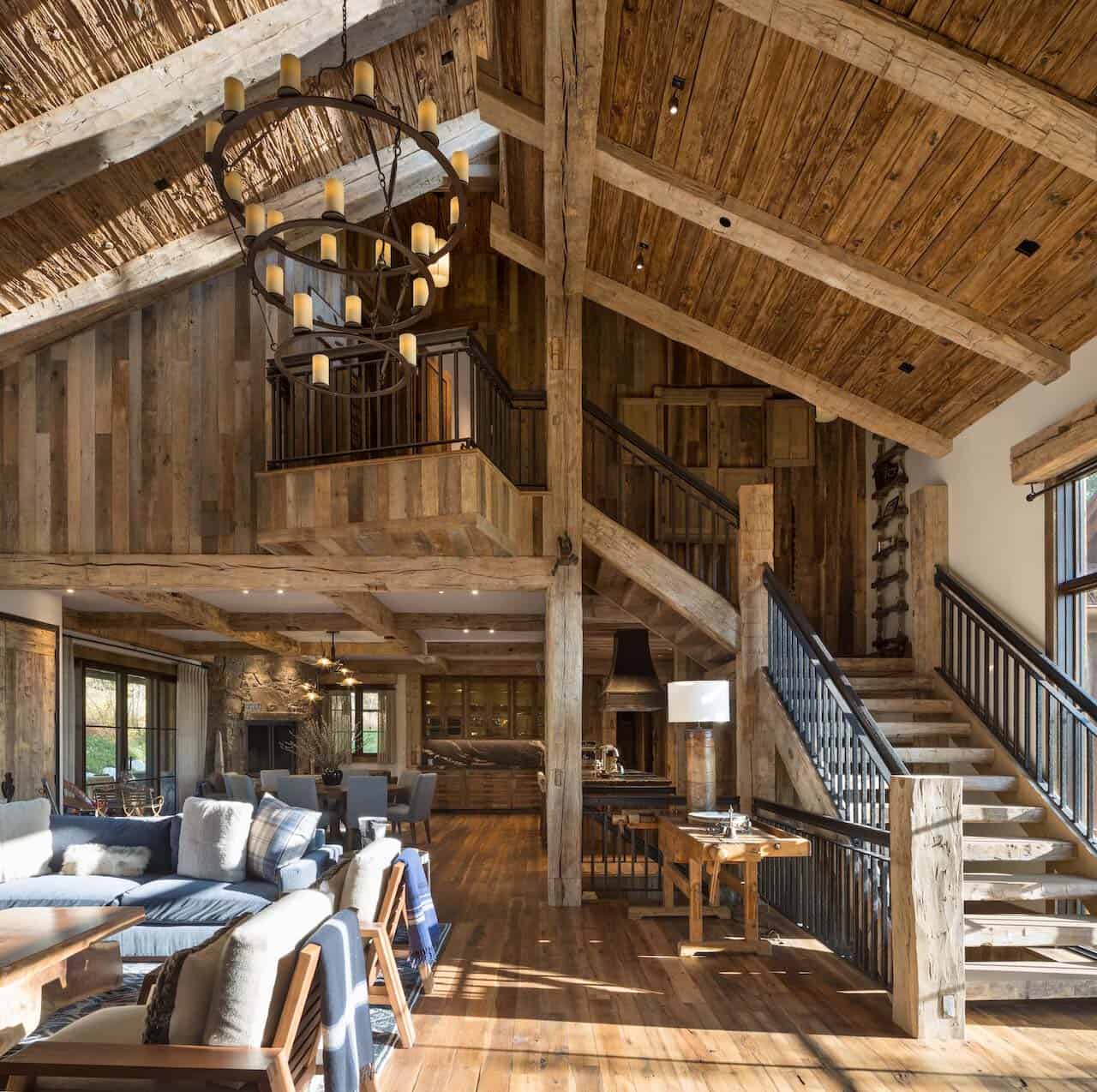 rustic mountain style great room