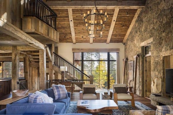 rustic mountain style living room
