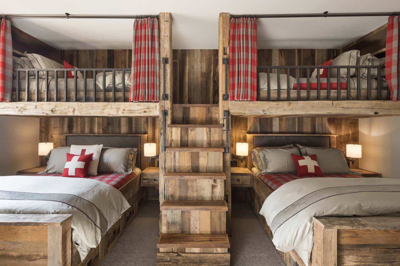 rustic mountain style bunk bedroom