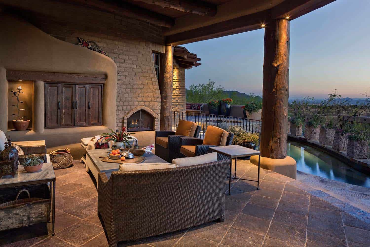 southwestern style backyard patio