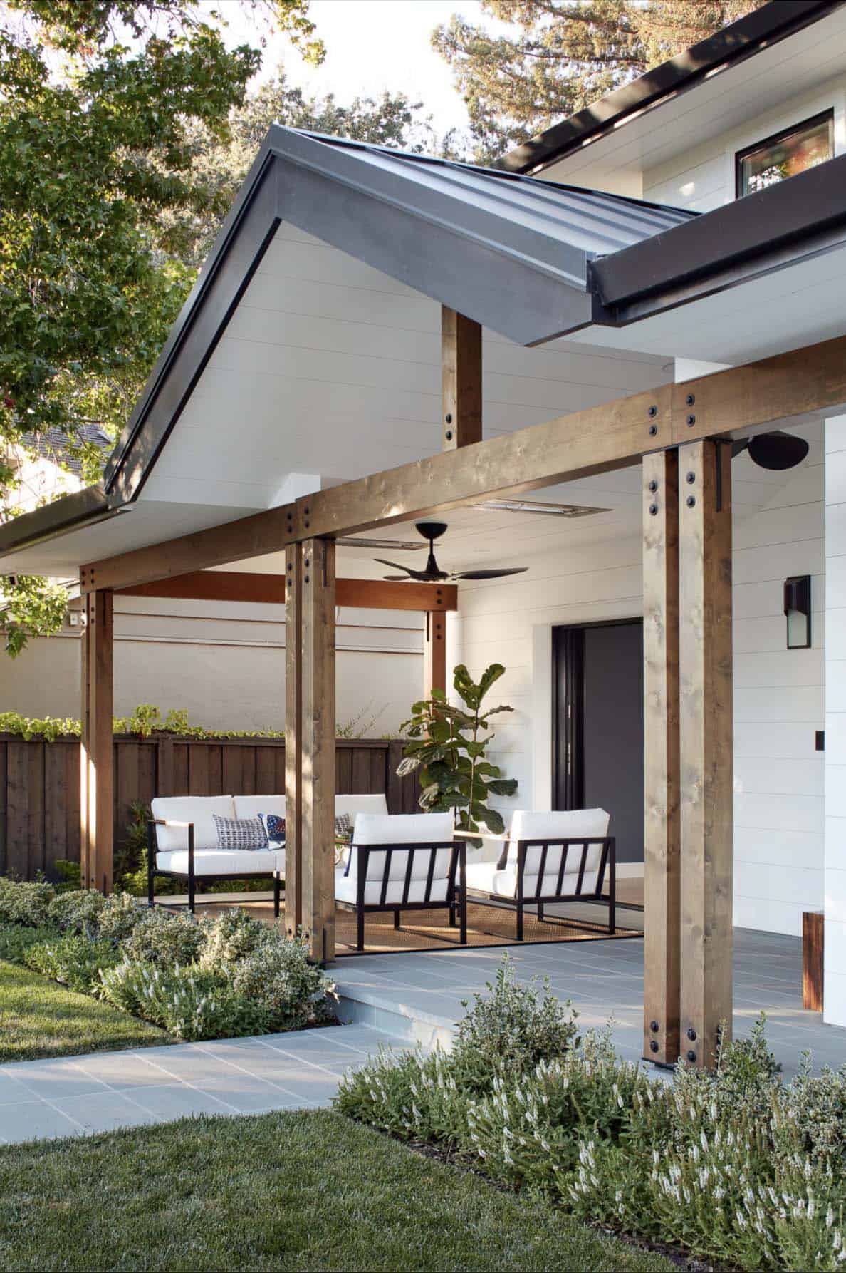 transitional home exterior backyard covered patio