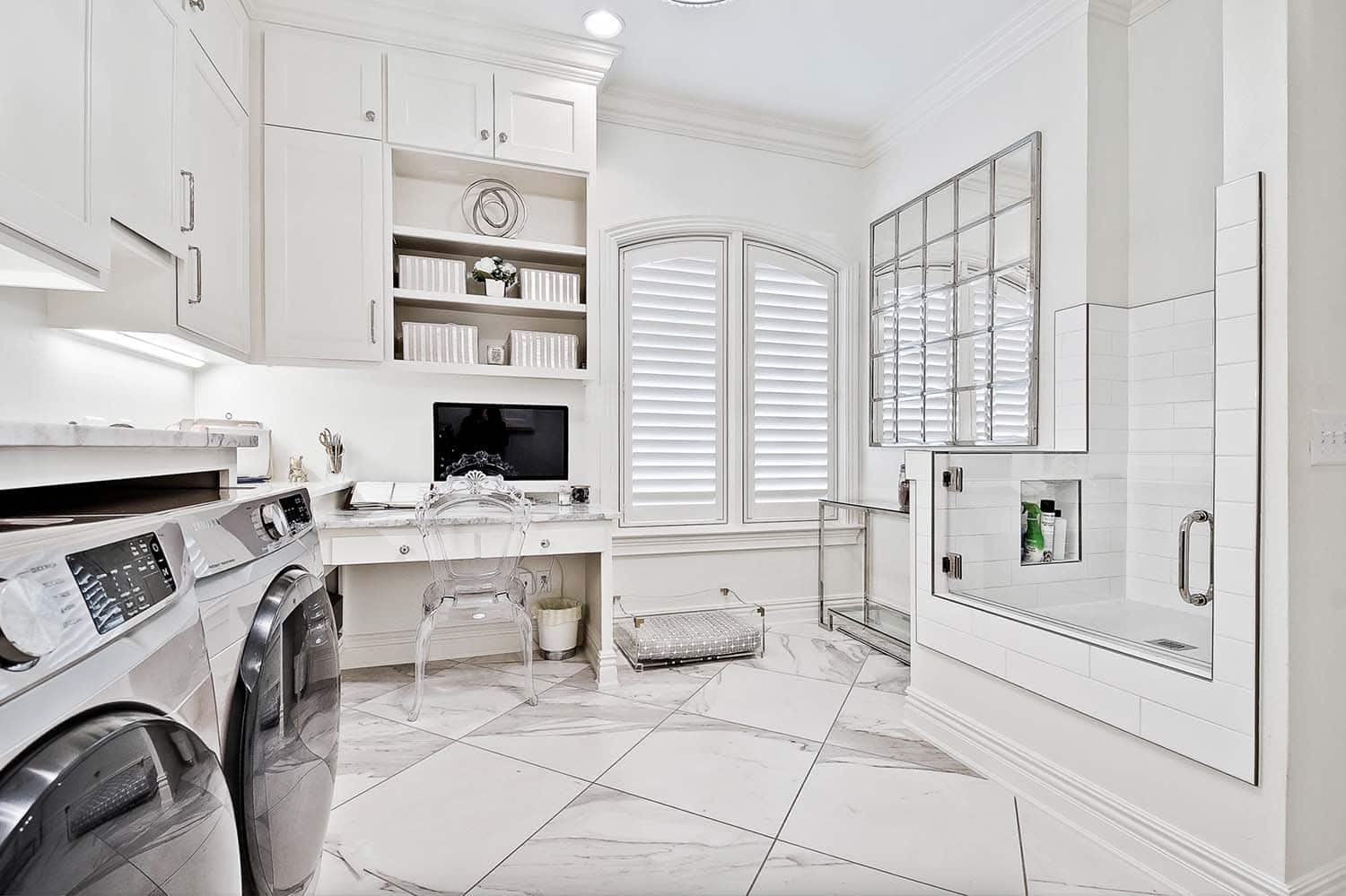 transitional style laundry room