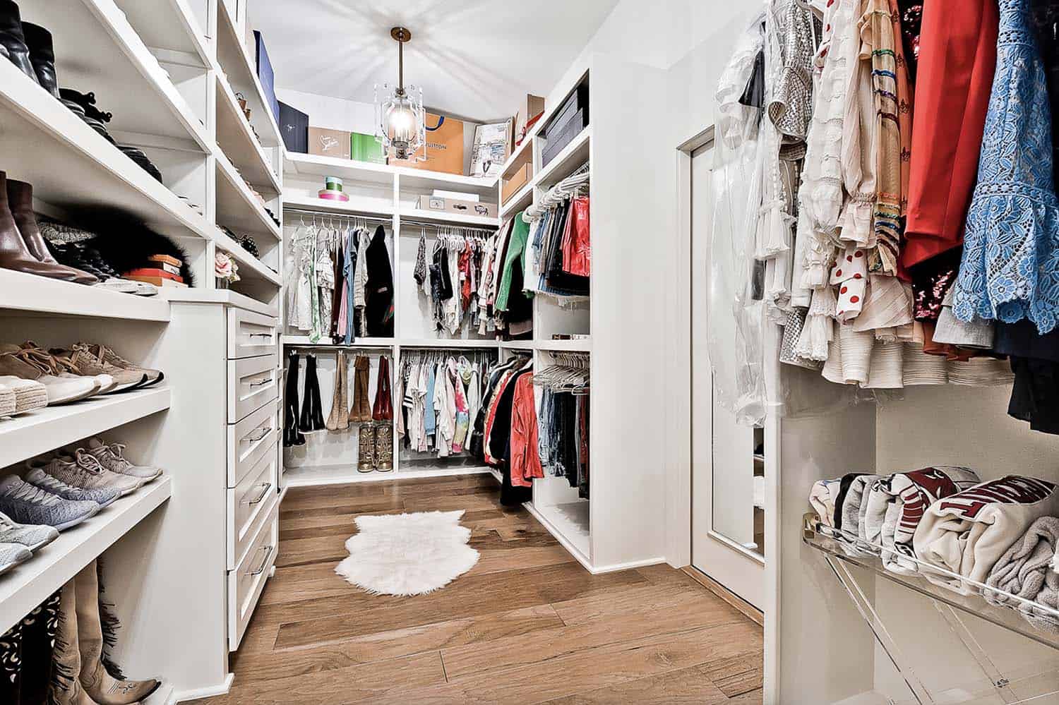 transitional style walk-in closet