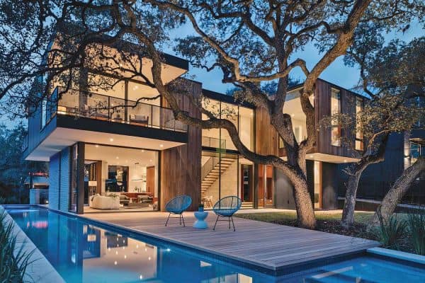 featured posts image for Amazing steel and glass home designed around a heritage oak tree in Austin