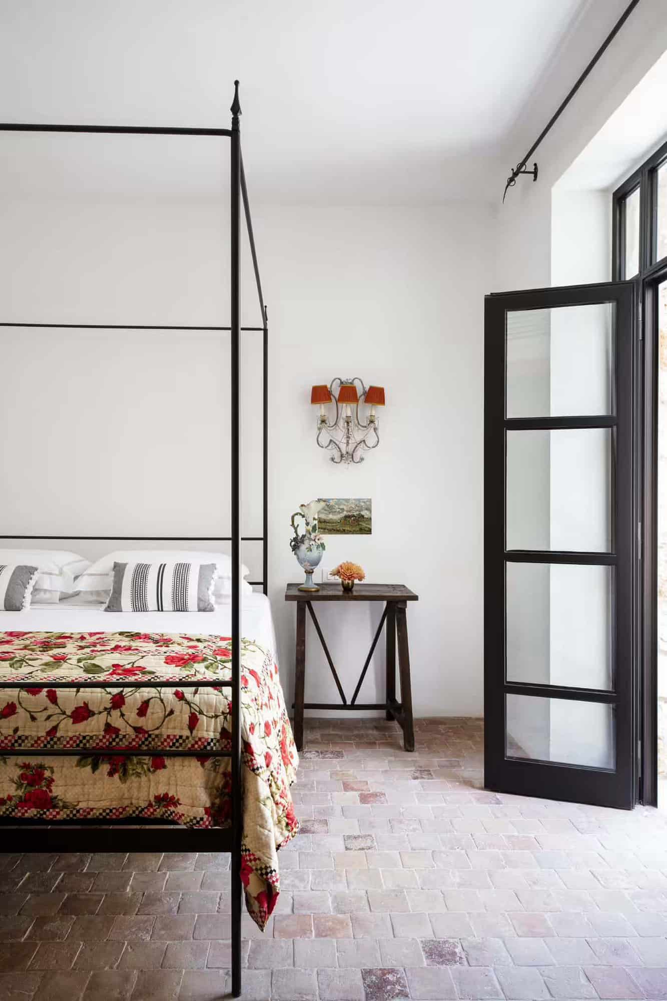 contemporary guest bedroom with French doors