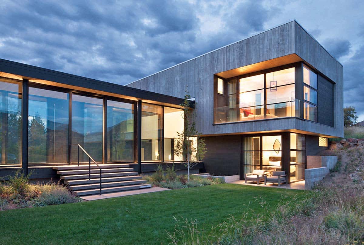 modern hillside house exterior