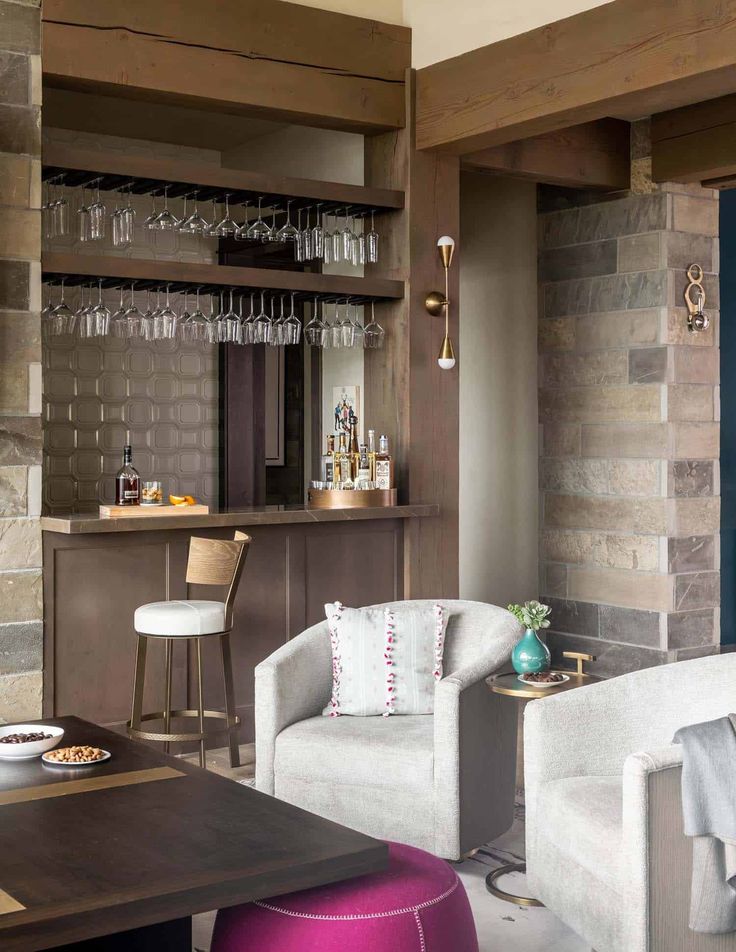 contemporary mountain style home bar
