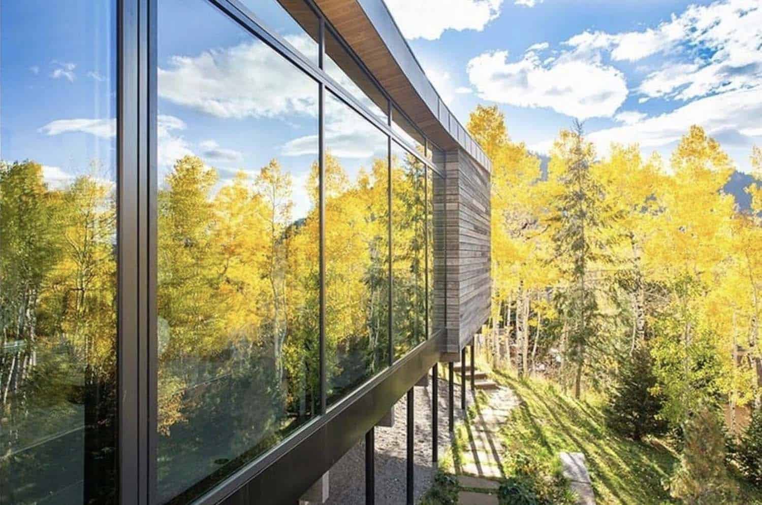 contemporary mountain home exterior with a window view