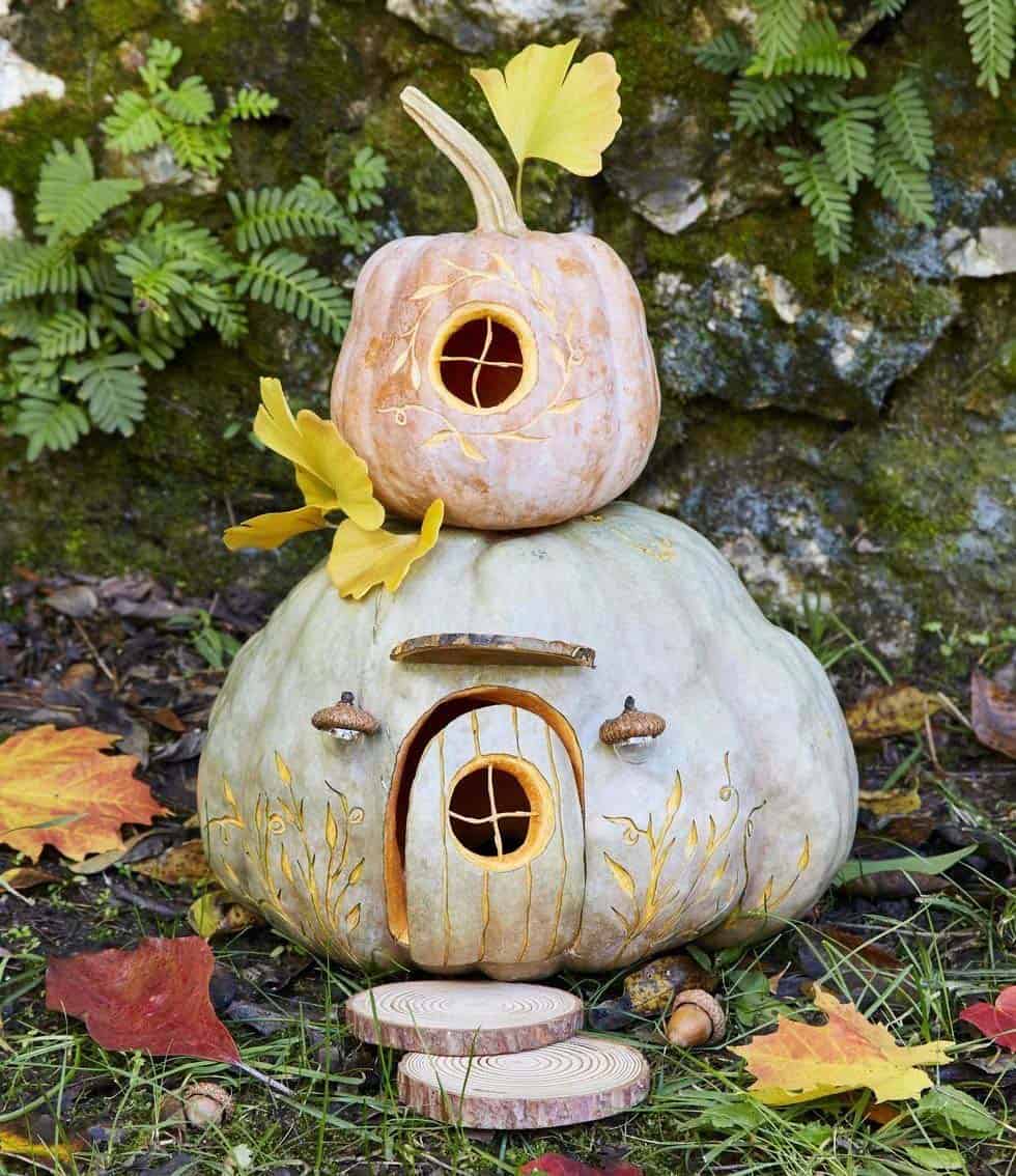 DIY pumpkin fairy house