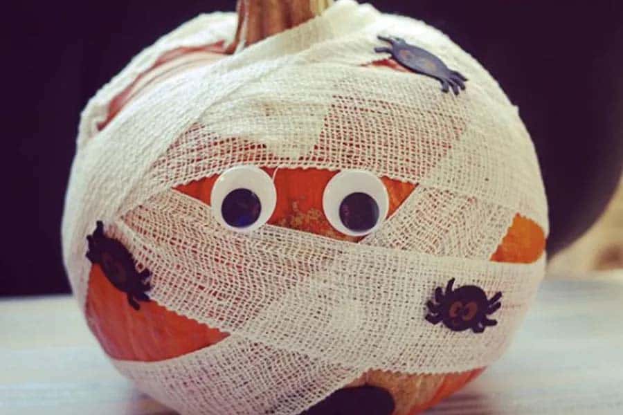 mummy pumpkin with googly eyes