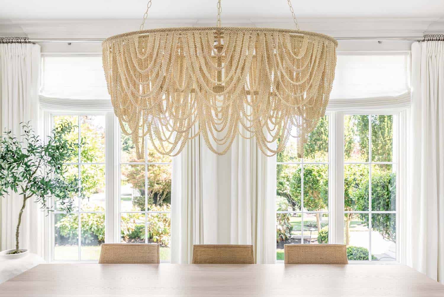 transitional dining room chandelier detail