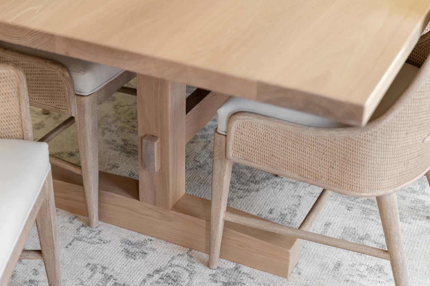 transitional dining room table detail