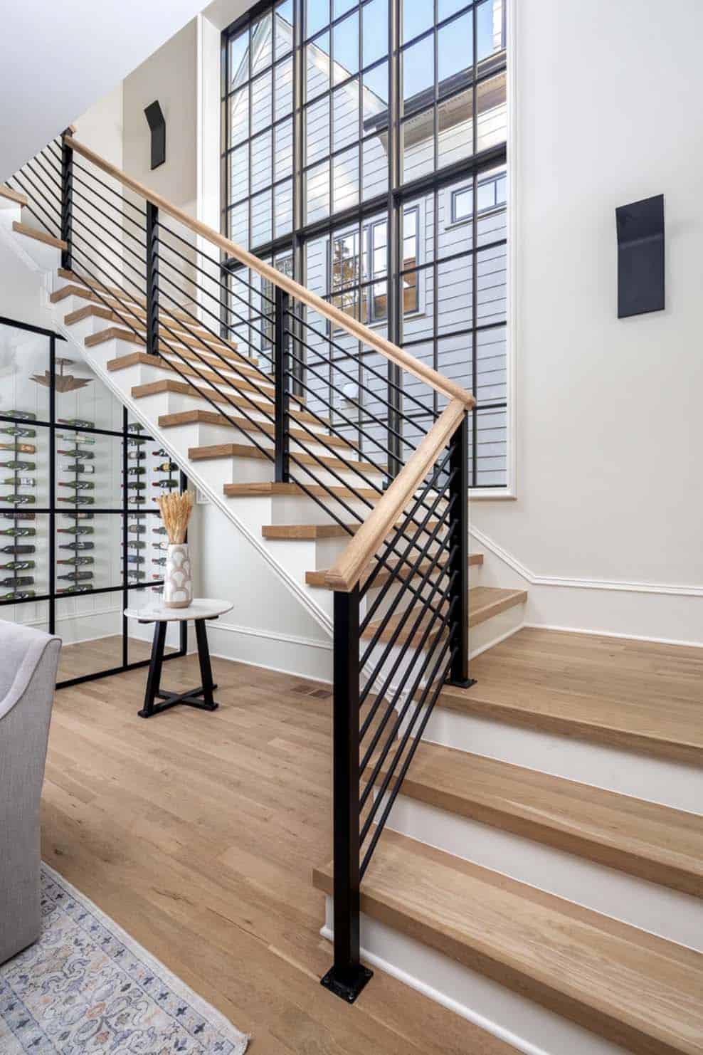 transitional wine storage underneath the staircase