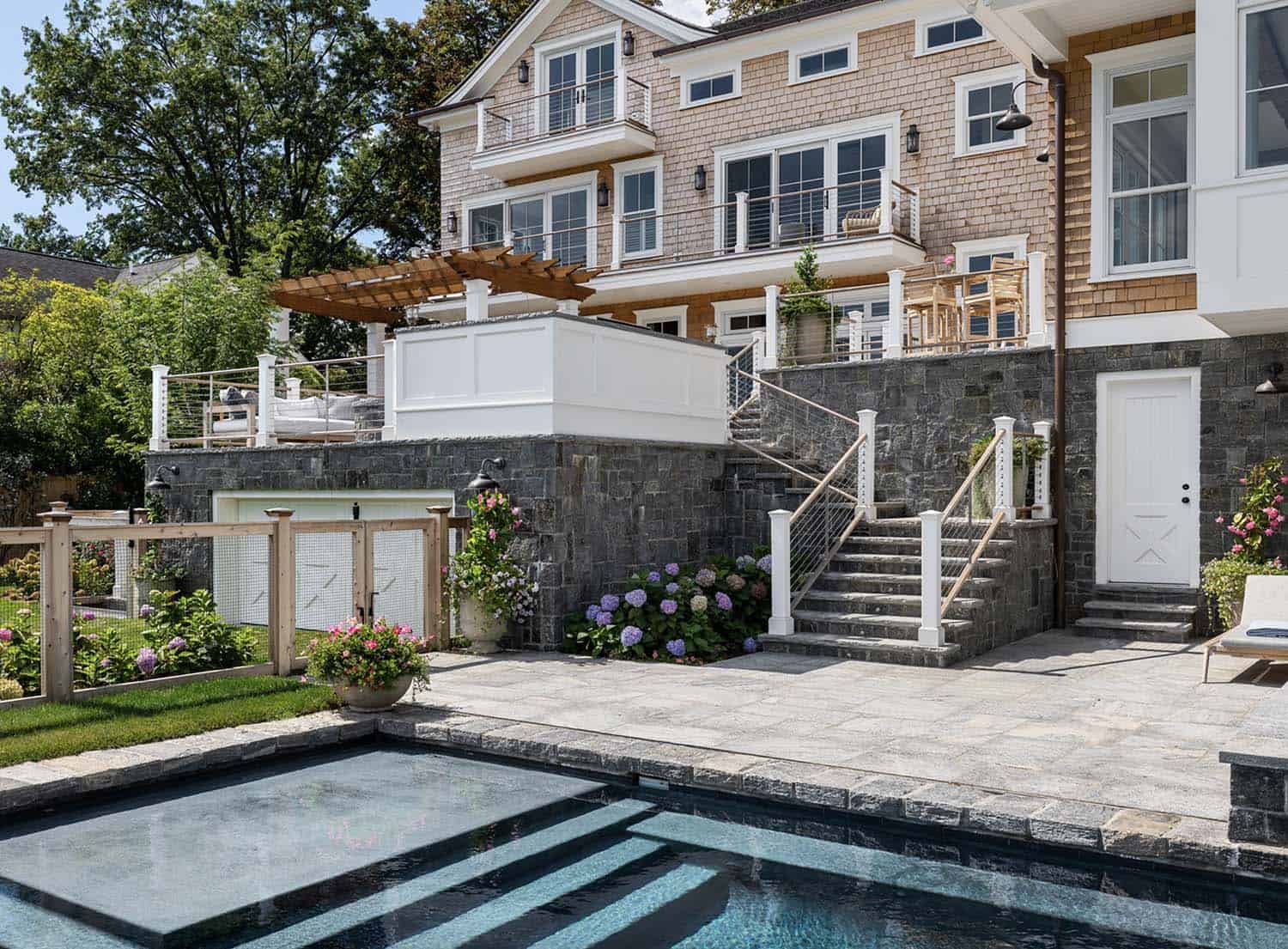 waterfront home outdoor swimming pool