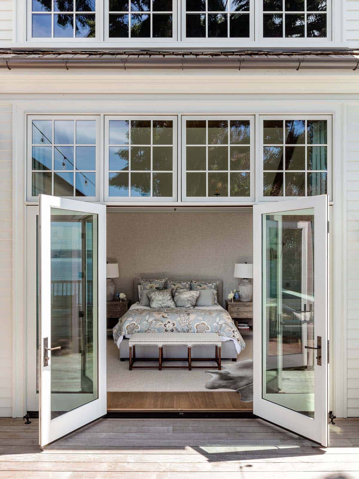 contemporary bedroom with French doors