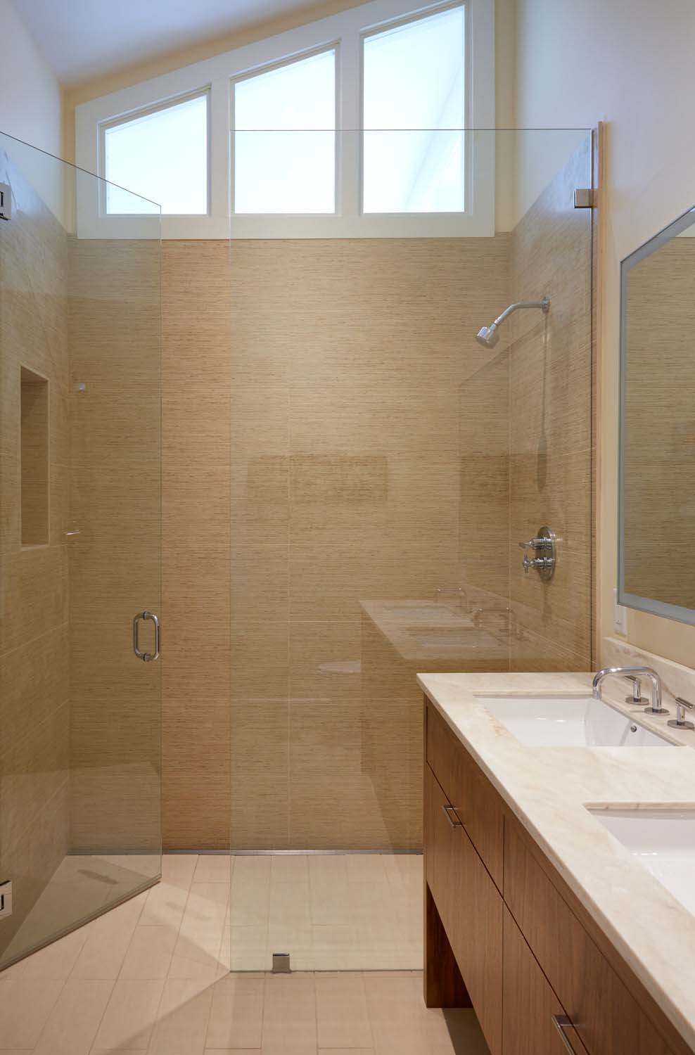 midcentury modern bathroom with a shower