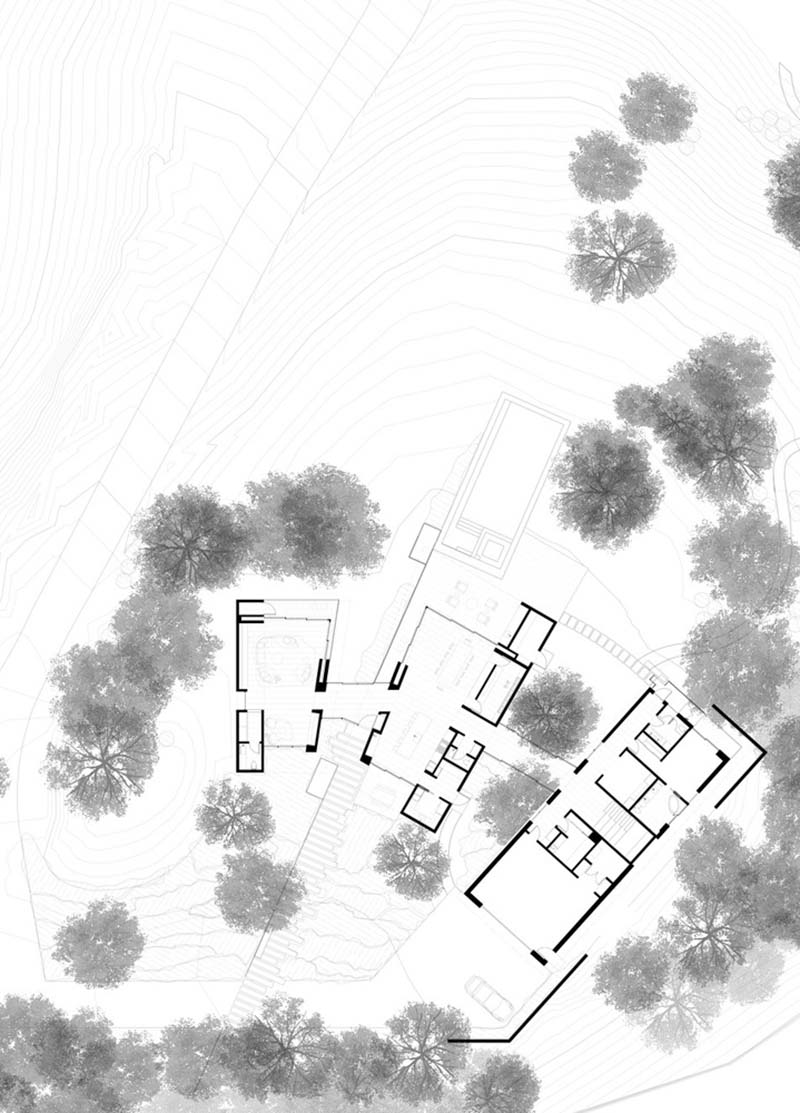 modern pavilion house site plan