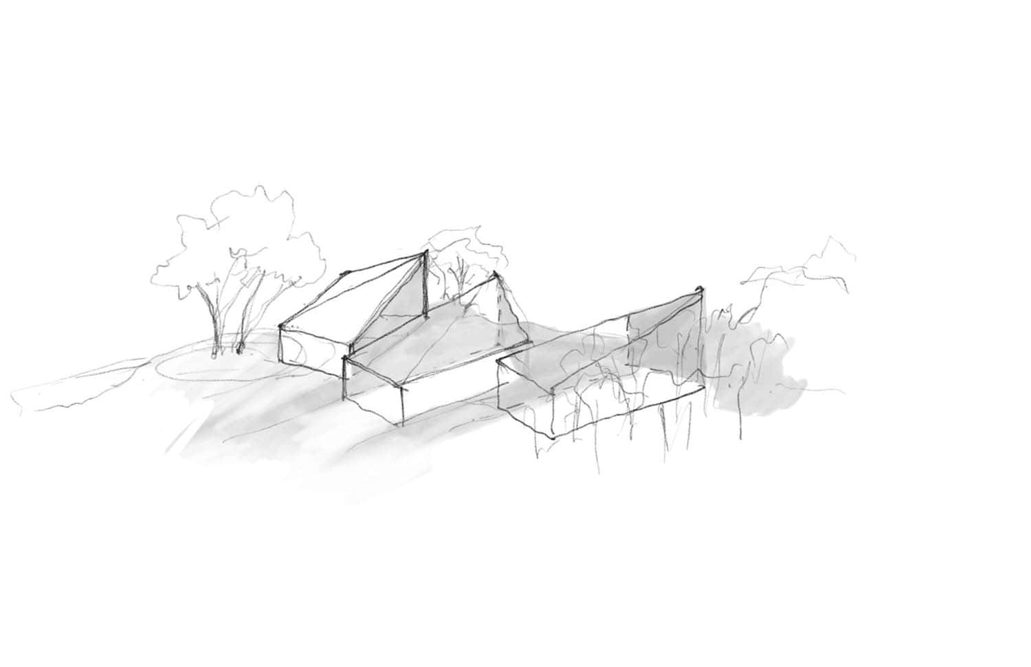 modern pavilion house sketch