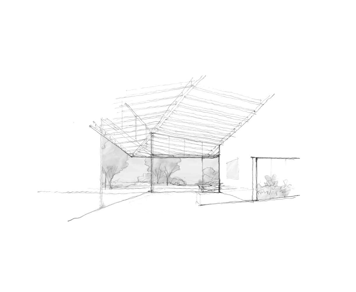 modern pavilion house sketch