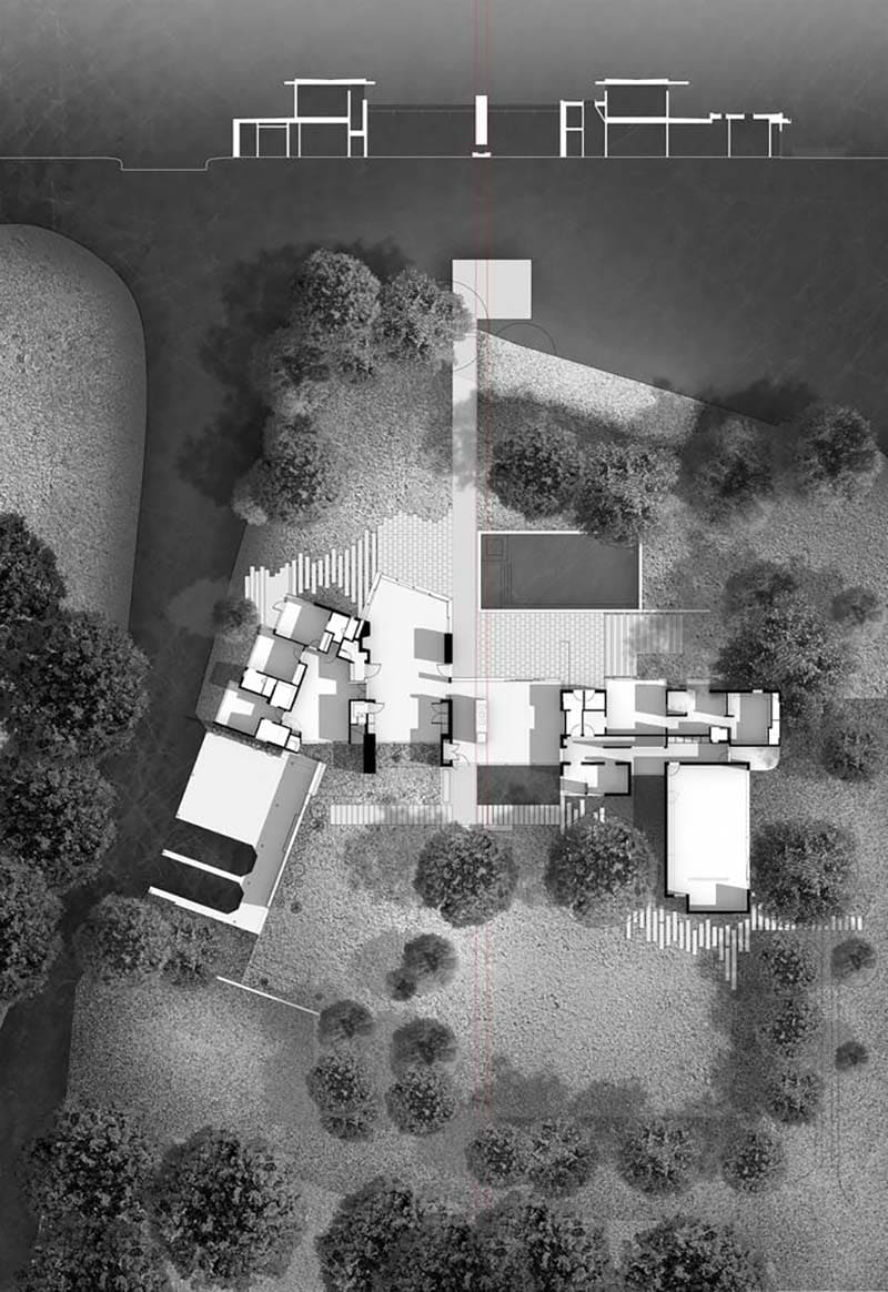 modern lake house site plan