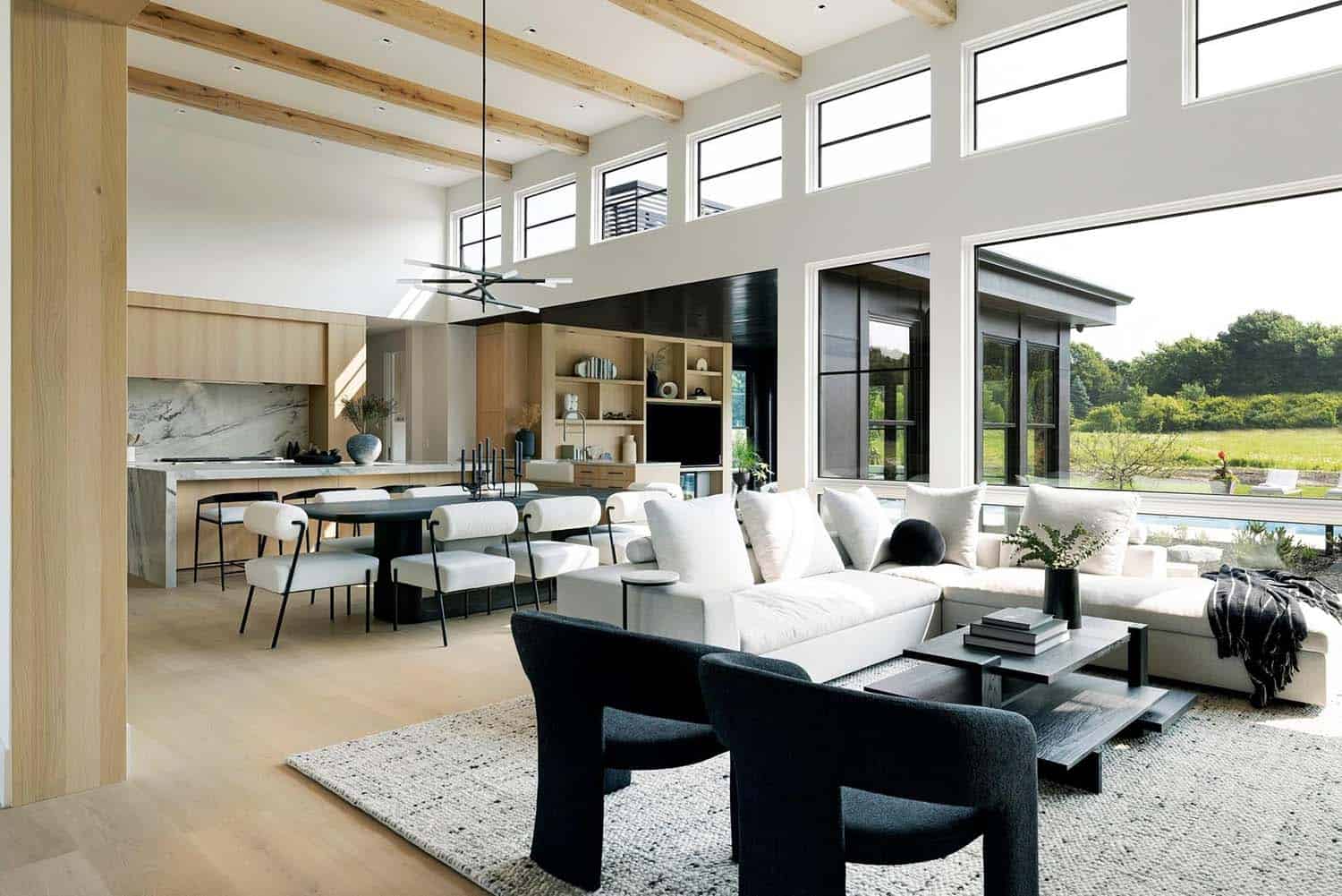 modern living room with a view to the dining room
