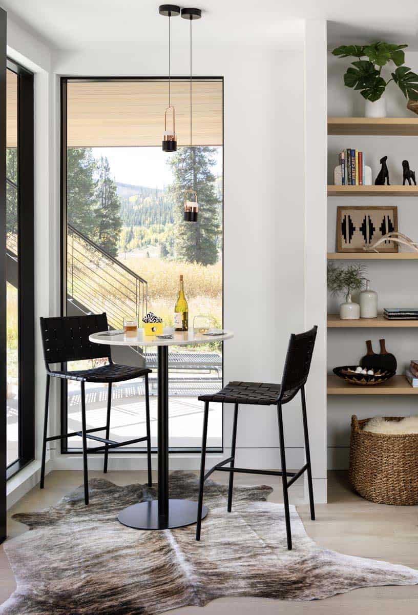 modern corner table with a window