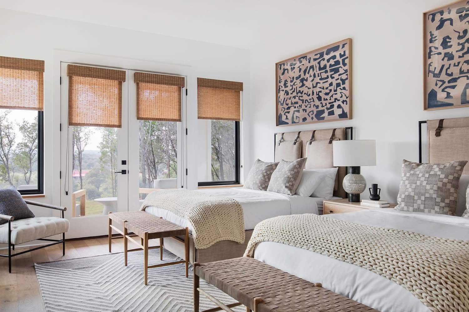 modern ranch style guest bedroom