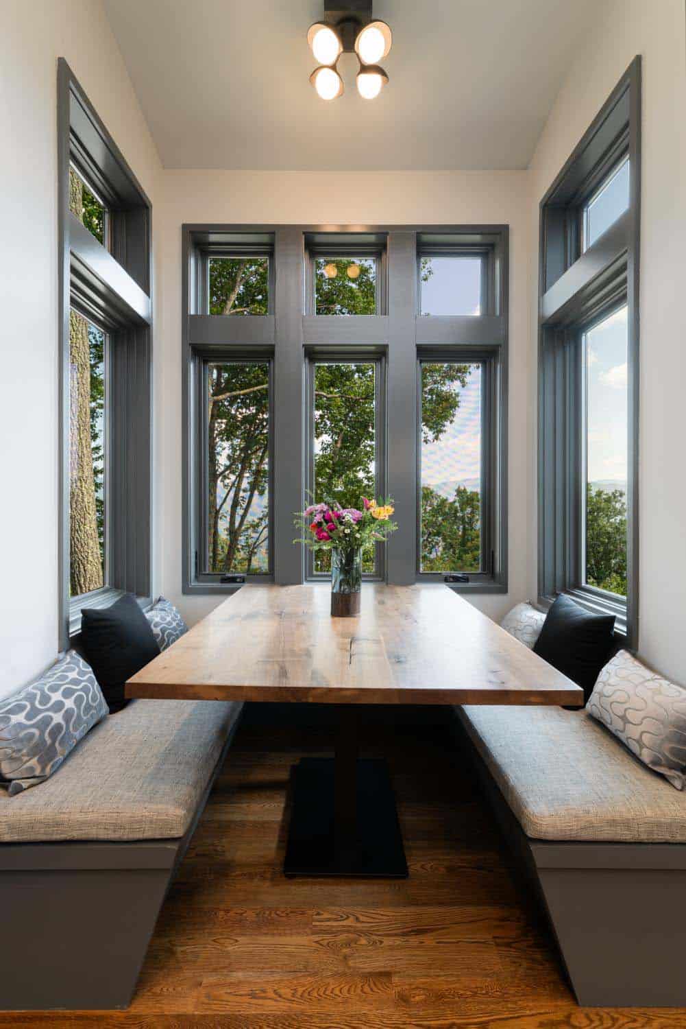 modern breakfast nook with a window view