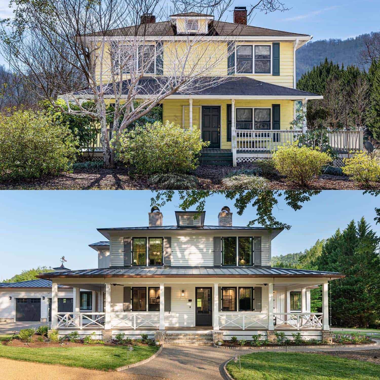 rustic farmhouse exterior before and after