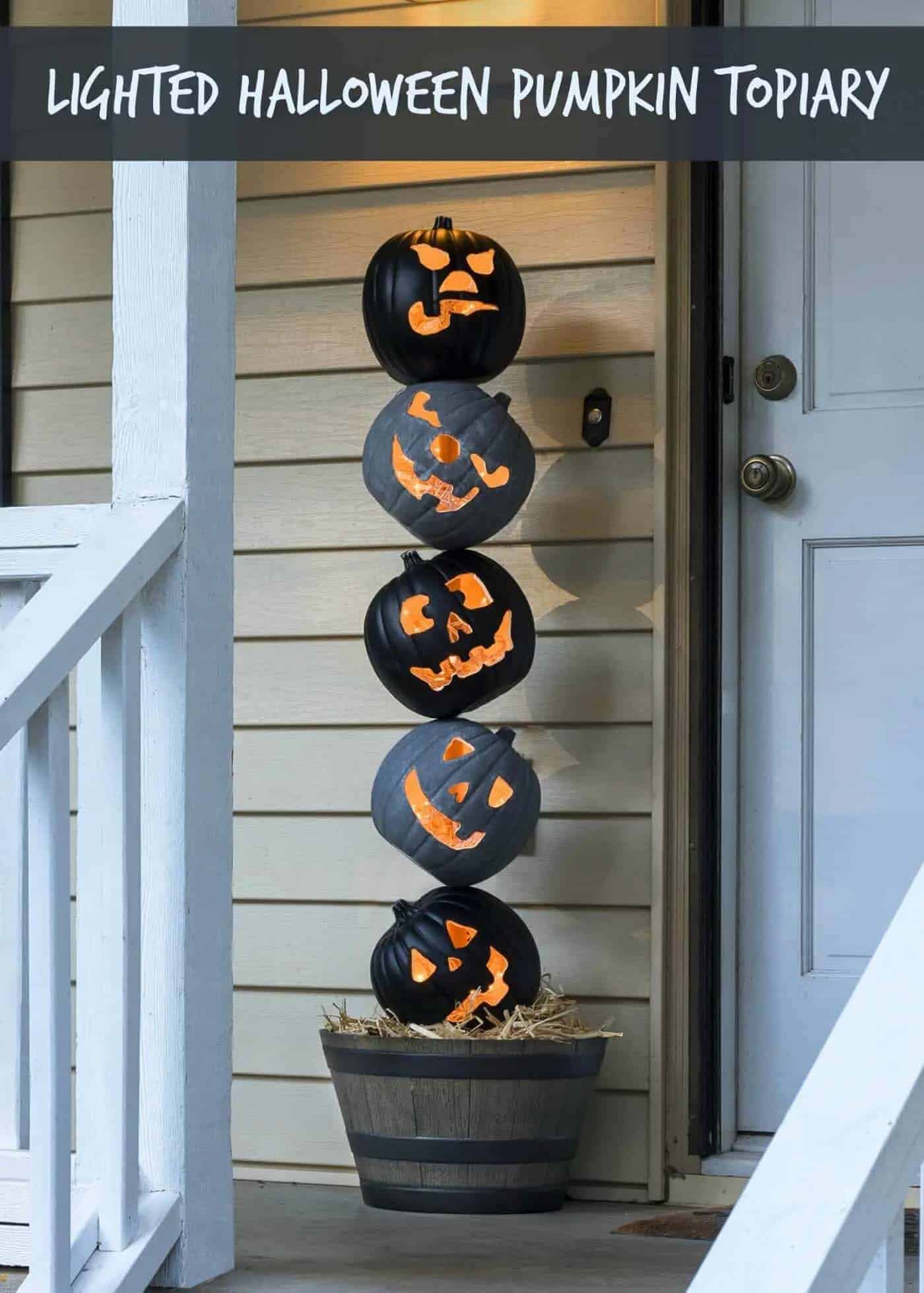 lighted pumpkin topiary