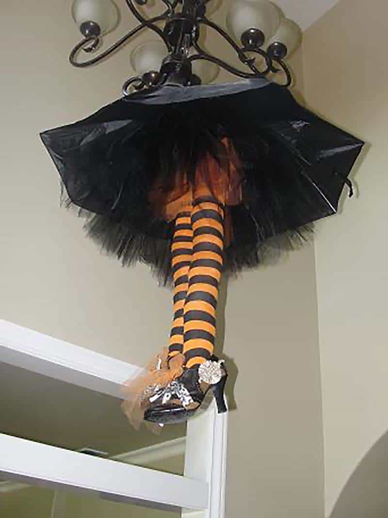 DIY witch leg chandelier