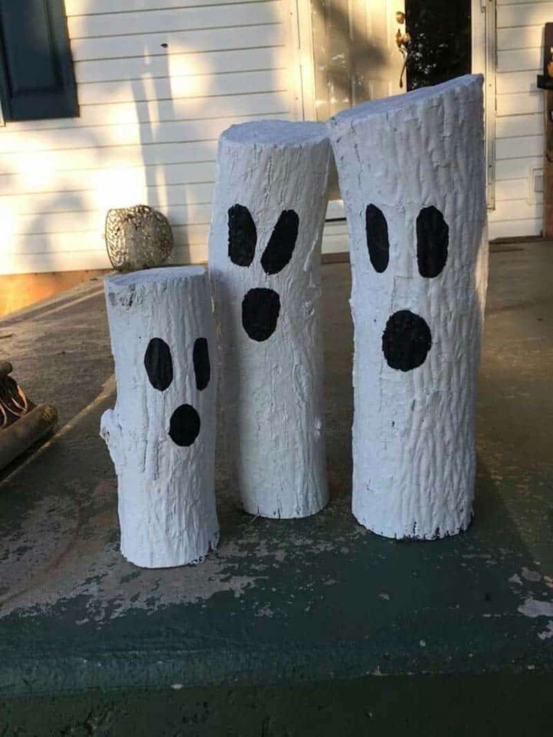 ghost logs outdoor yard spooky decorations