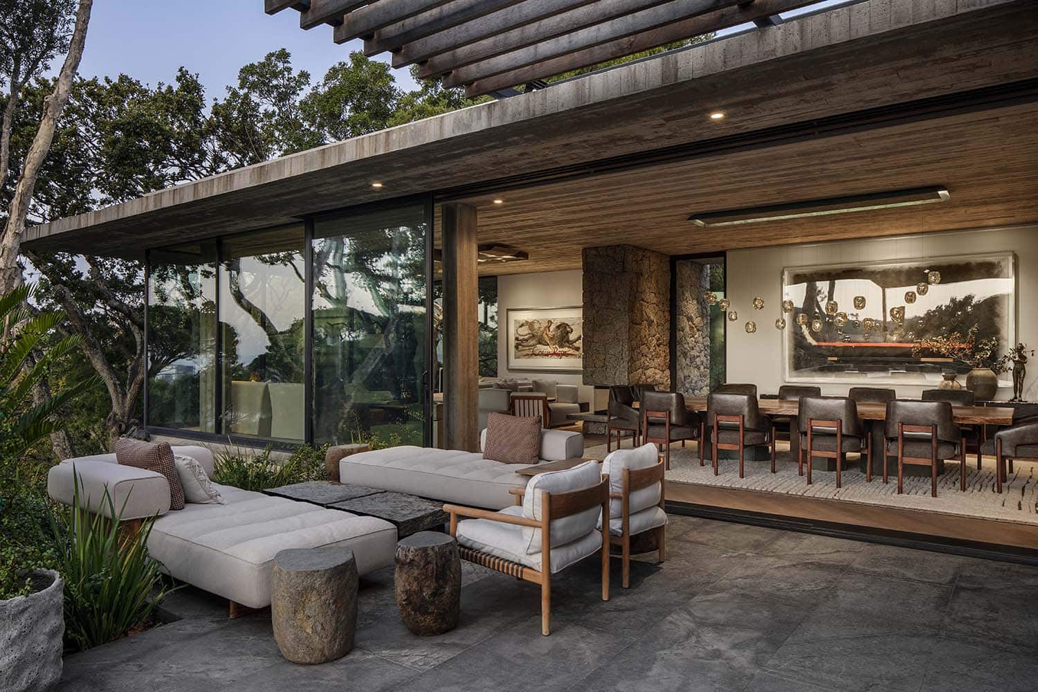 contemporary home exterior patio with outdoor furniture