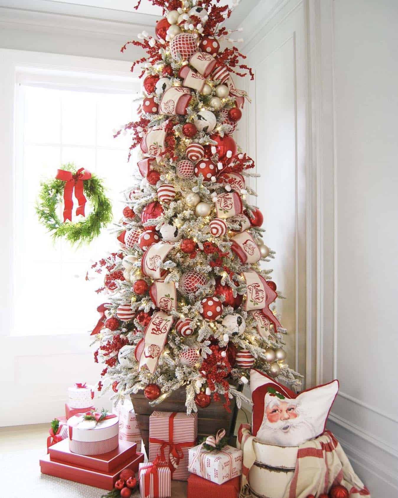 Santa Claus theme flocked Christmas tree