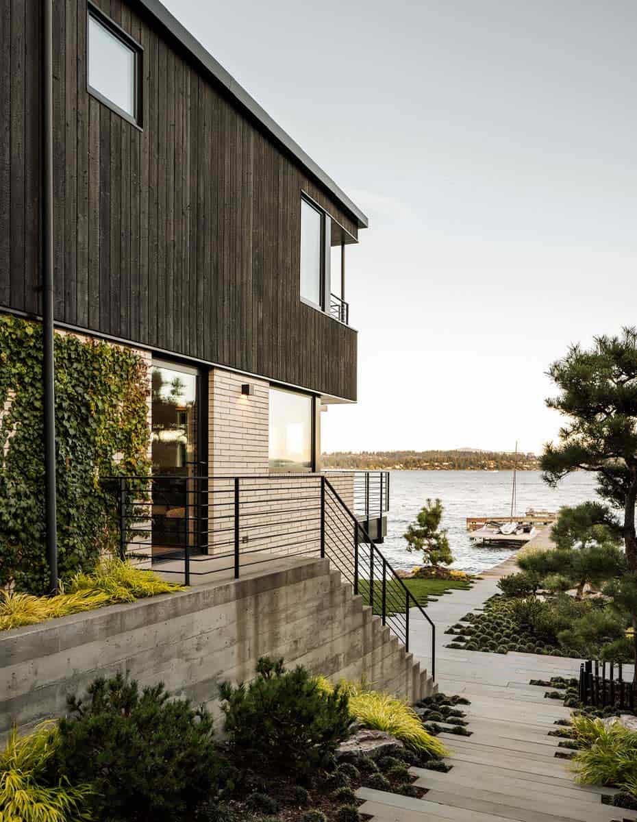 lake house exterior with a view of the water