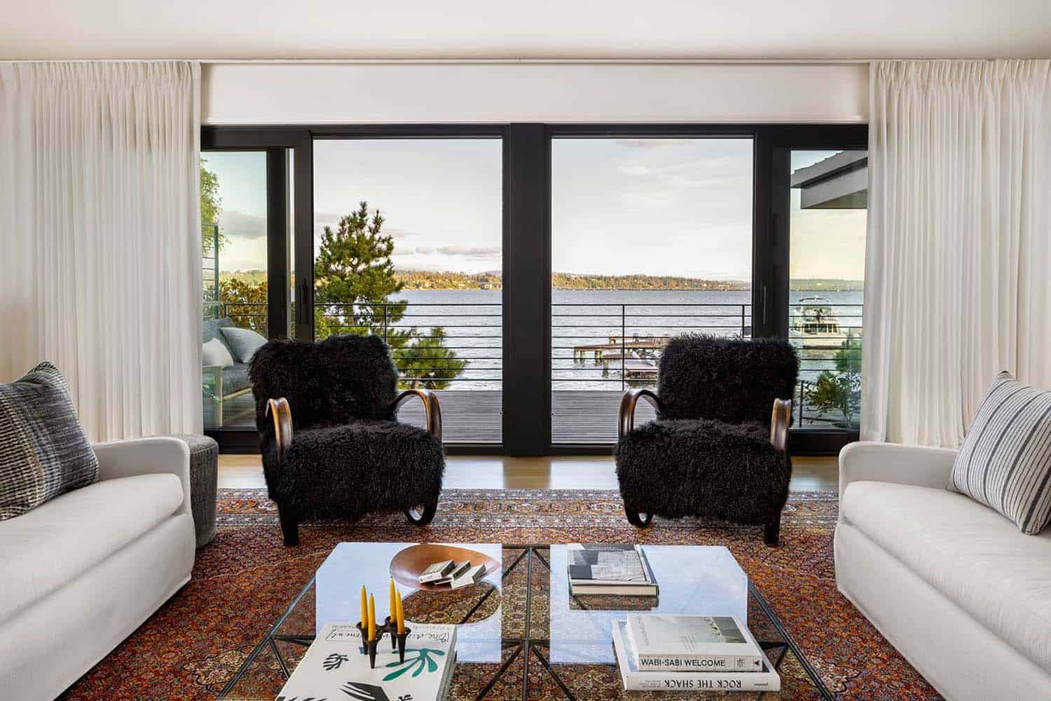 modern living room with sliding glass doors