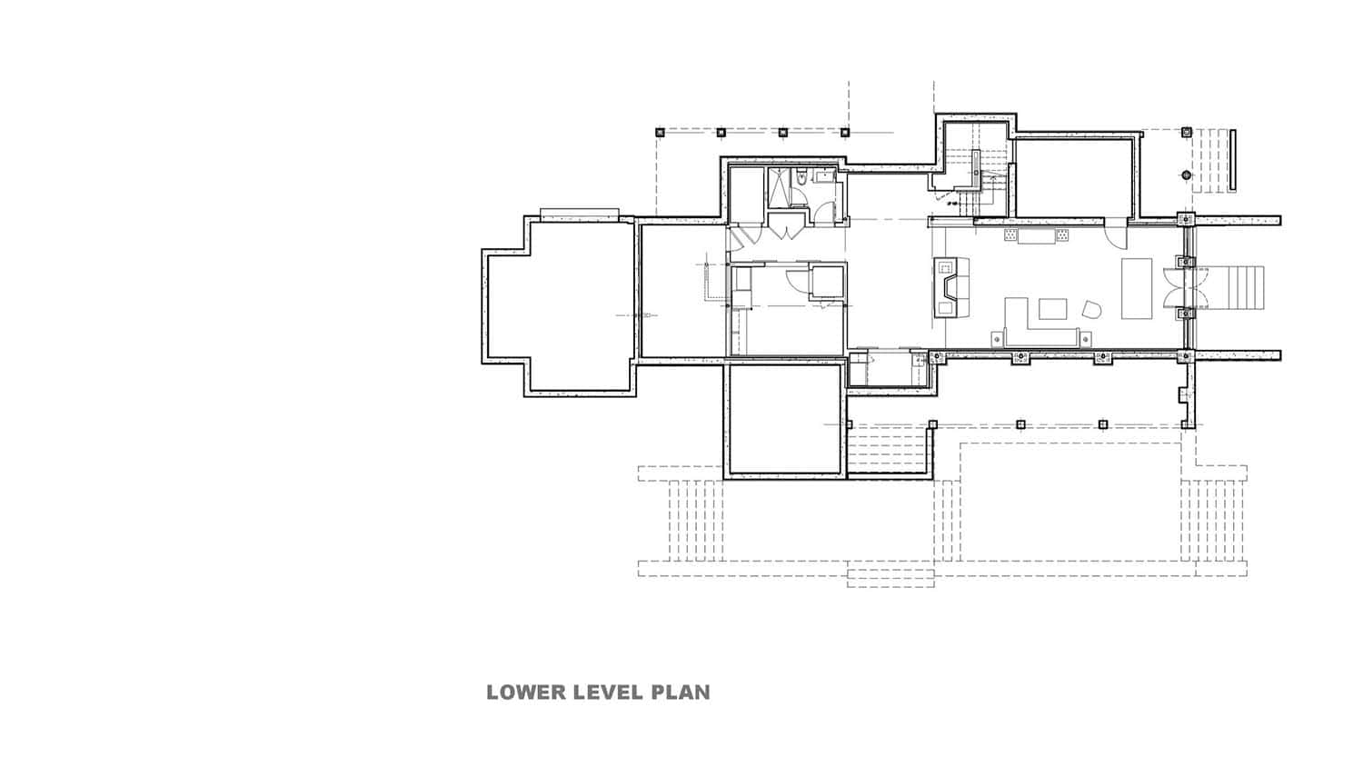 modern rustic lake house lower level floor plan