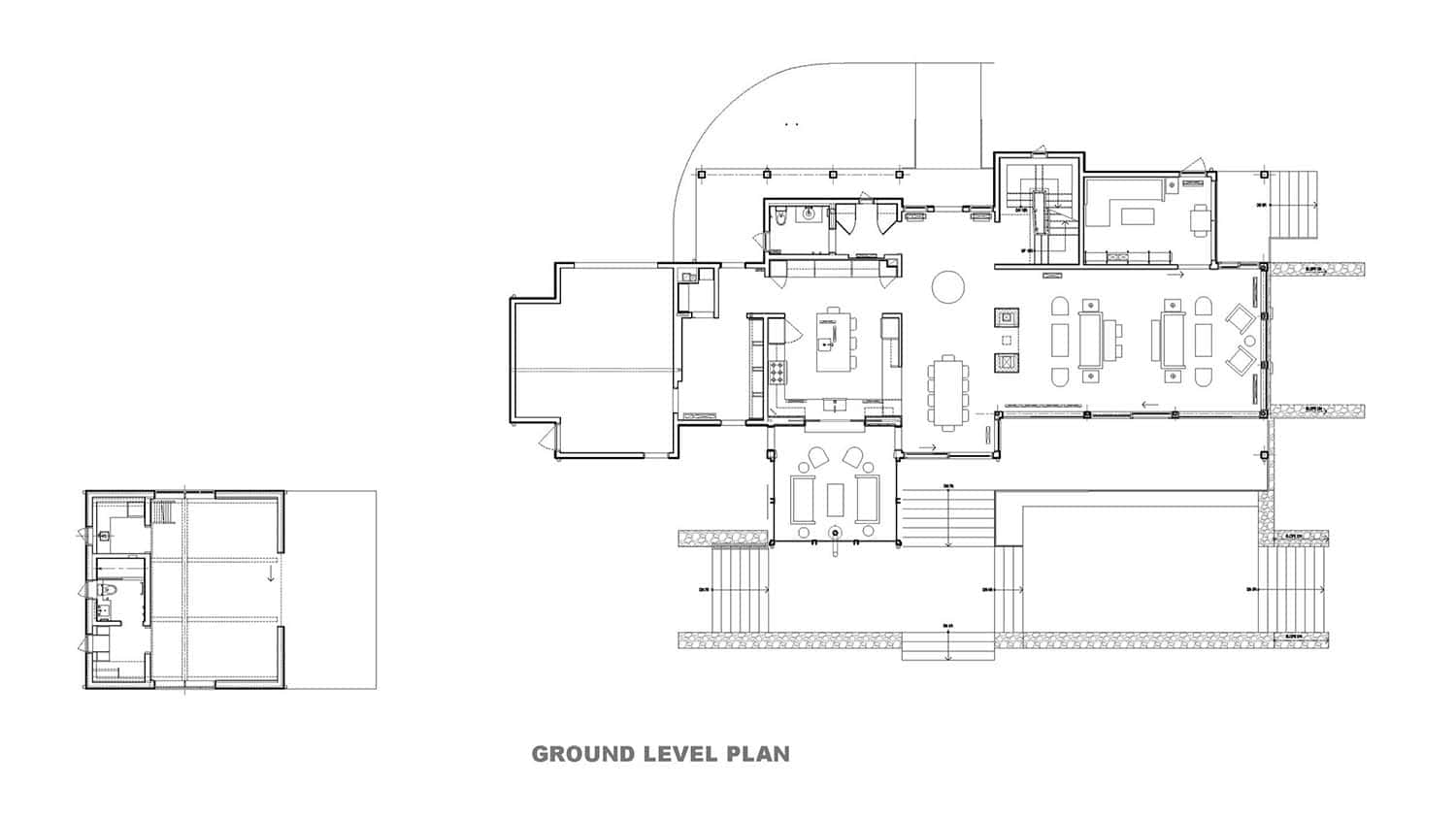 modern rustic lake house ground level floor plan